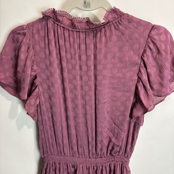 Max Studio Bohemian Dots Peasant Tiered Maxi Dress Silky Mauve Sz Small - Picture 8 of 10